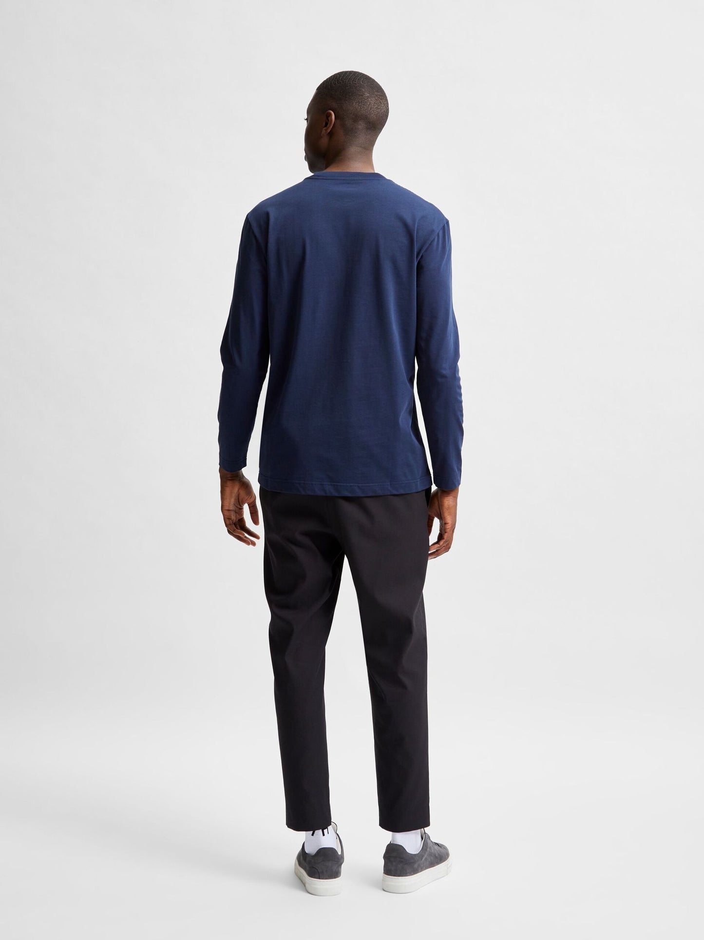 Crew Neck Long  Sleeve Tee Navy