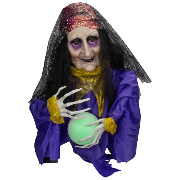 NEW : 20 IN ANIMATED FORTUNE TELLER SKELTON IN COFFIN RACER
