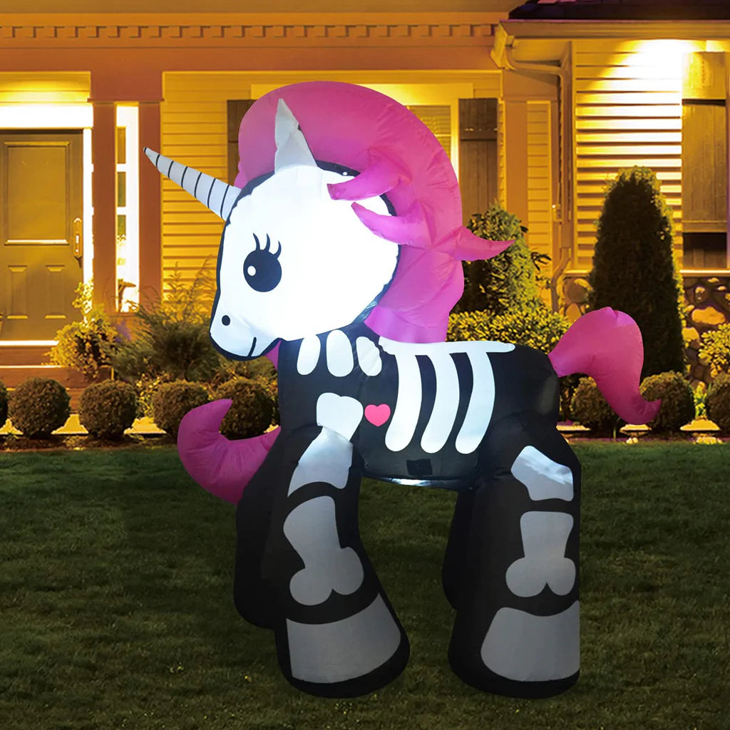 6FT Height Halloween Inflatables Outdoor Skeleton Unicorn