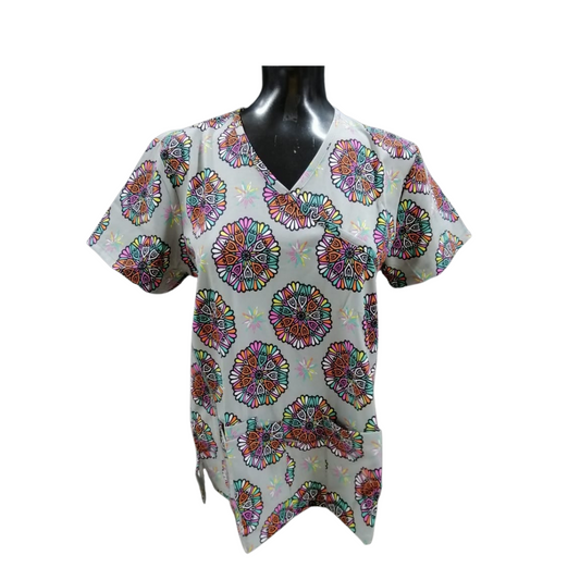 Printed Shirt Grey w/ Colorful Designs
