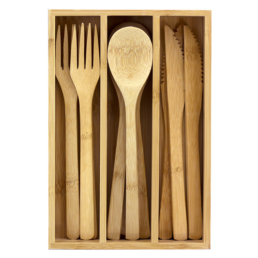 12-Pc. Bamboo Flatware Set with Storage Case