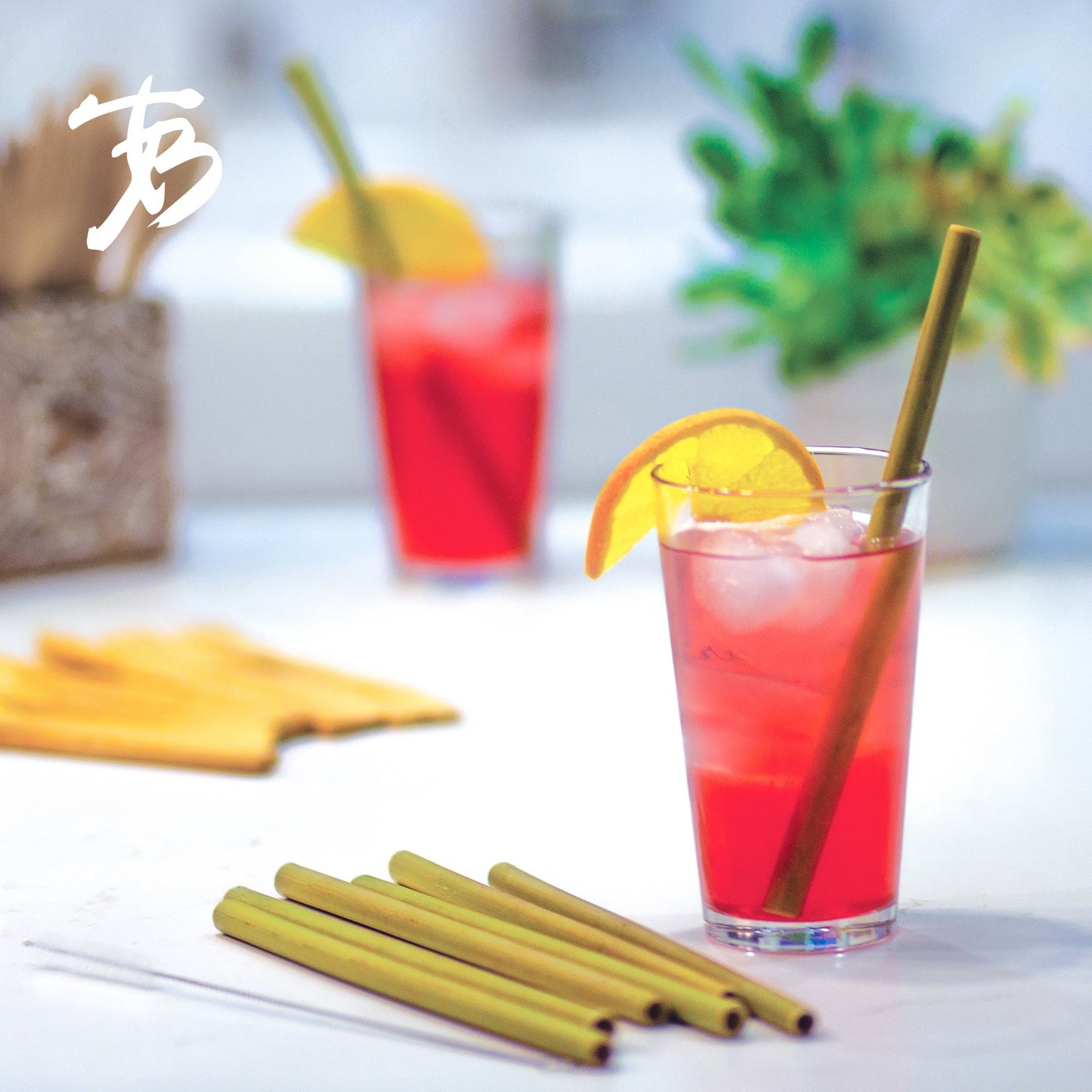 BAMBOO DRINKING STRAWS 8PK