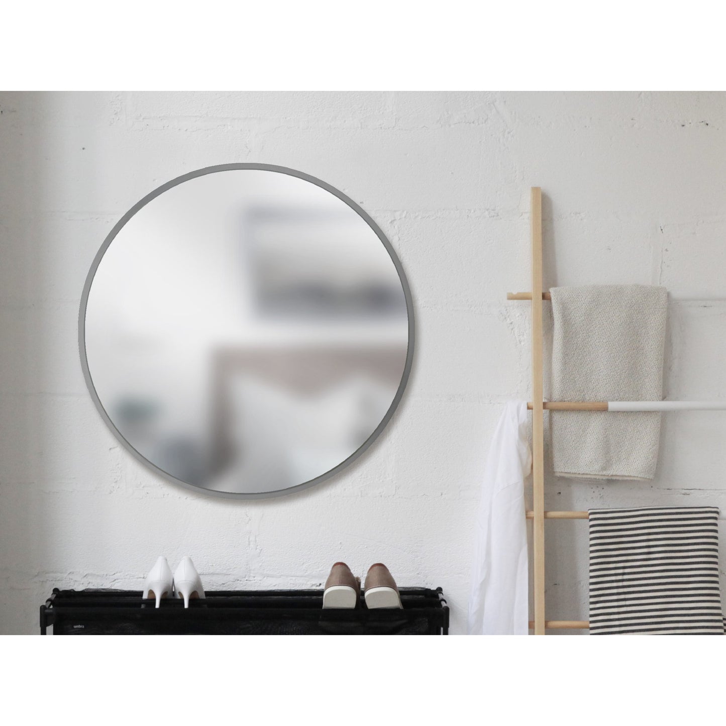 Hub Wall Mirror 37" Grey