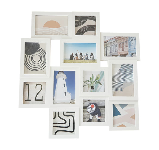 12 PICTURES PHOTO DISPLAY WHITE
