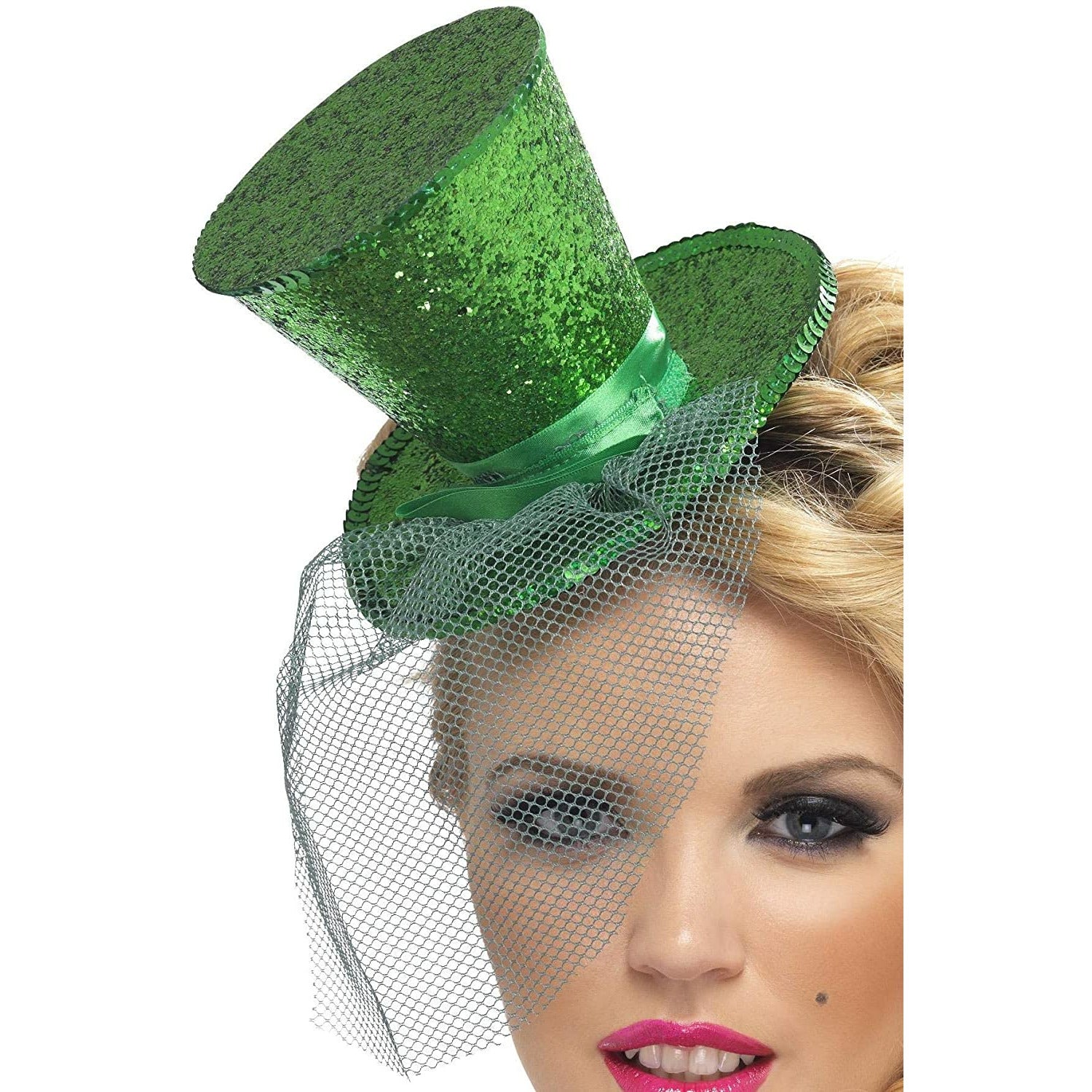Fever mini top hat on headband green