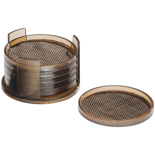 Twillo Round Coasters, Set of 6  Bronze/Sand
