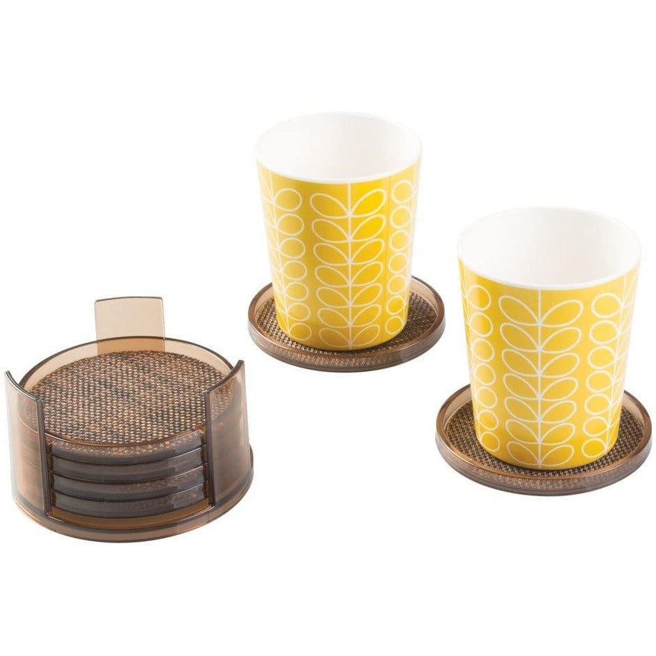 Twillo Round Coasters, Set of 6  Bronze/Sand