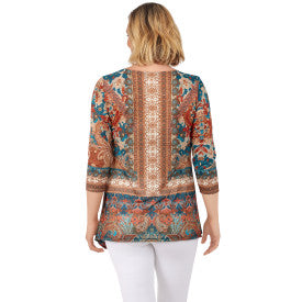 BLOUSE TEAL MULTI