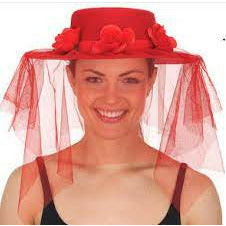 RED SPANISH LADIES HAT WITH VEIL