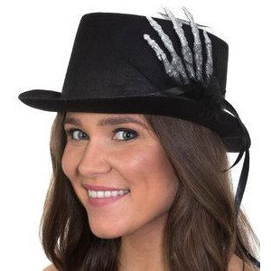 BLACK HAT W/ SKELETON  HAND