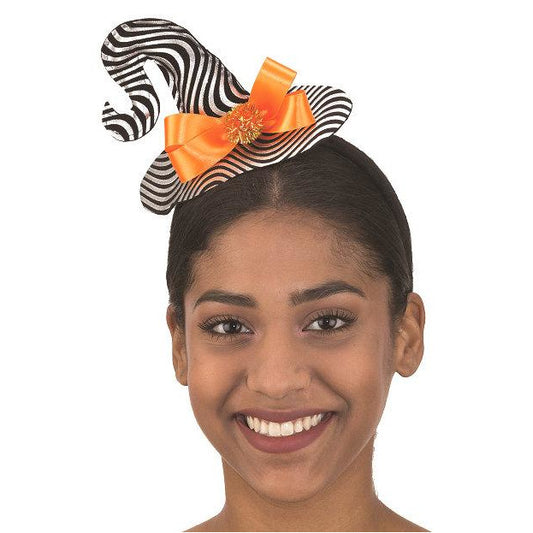 WITCH HAT HEADPIECE Black/white/orange
