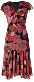 Floral Flutter Sleeve High-Low Midi Dress