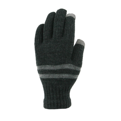 ACRYLIC KNIT TOUCHSCREEN GLOVE - CHARCOAL