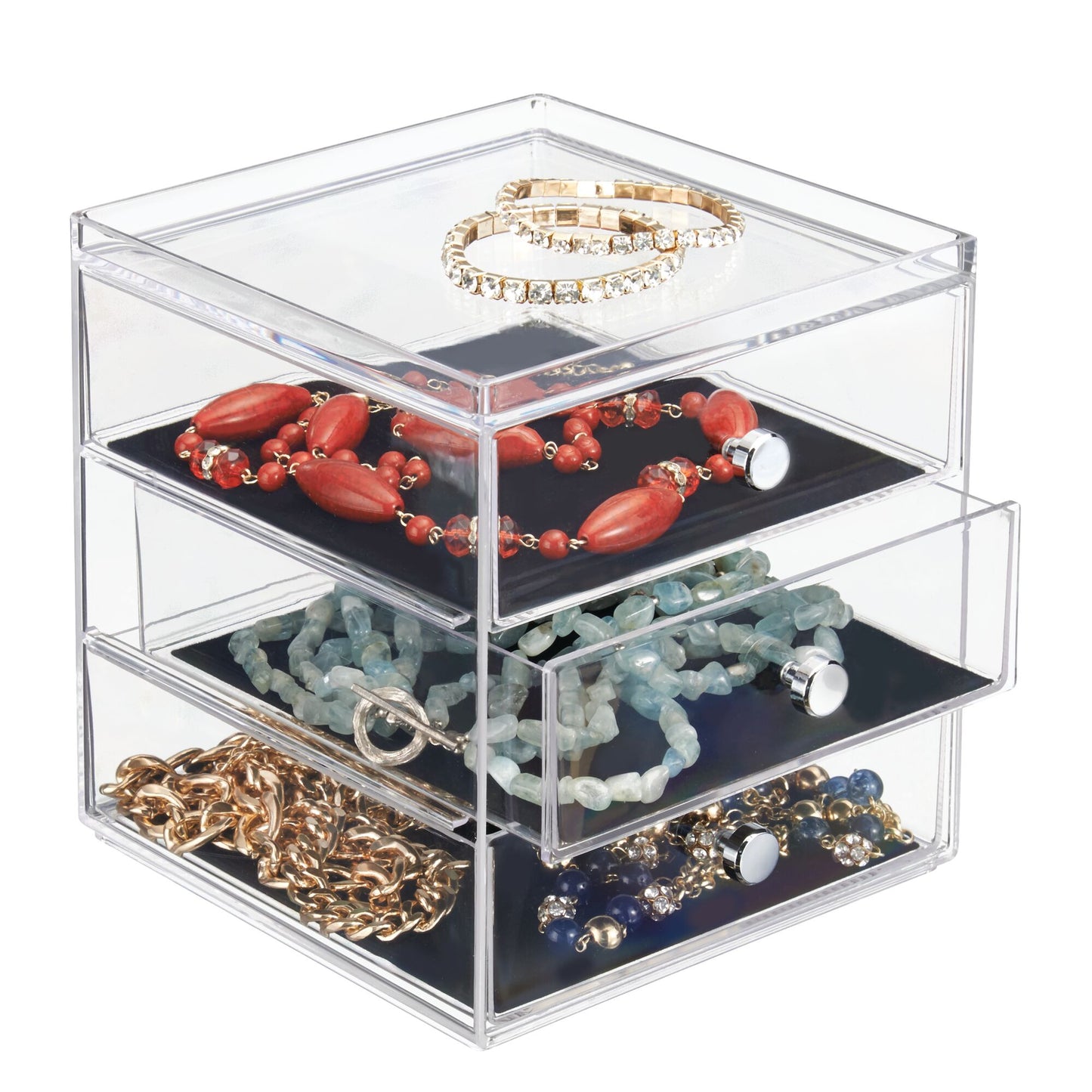 Organizador de joyeros con 3 gavetas 6.4" x 7" x 7"