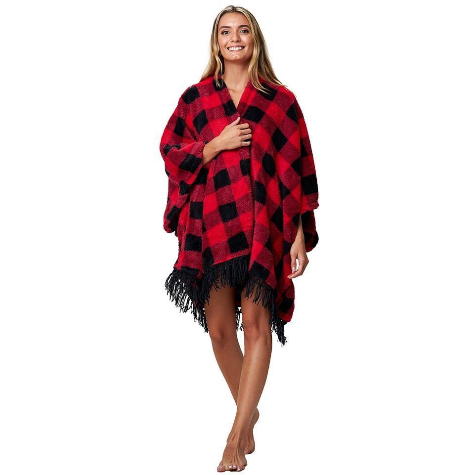 Poncho Red Plaid