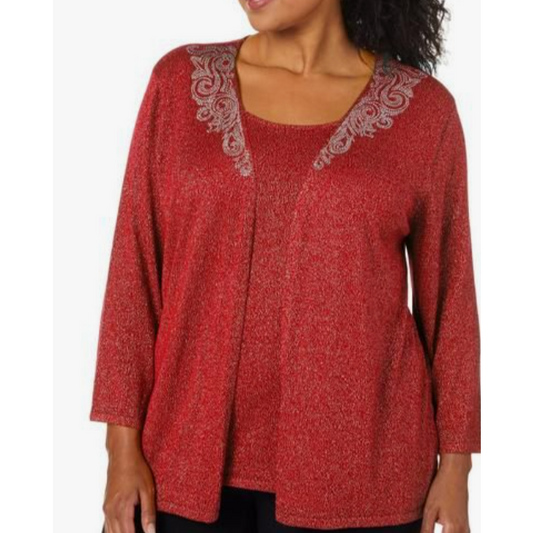 Blusa Roja con accesorios de metal Ruby Rd
