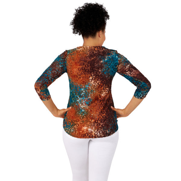 BLOUSE TEAL MULTI - RUBY RD