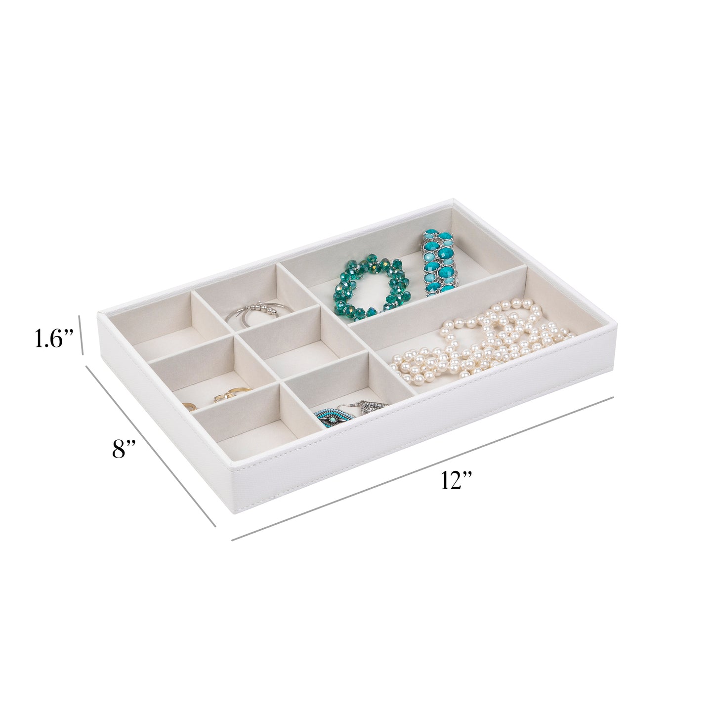 Jewelry  Organizer 8-Compartment  White