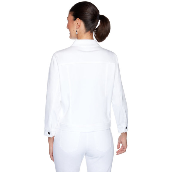 Plus Colored Knitted Twill Jacket White Ruby Rd