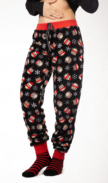 Plush fleece pajama Jogger BTM Black