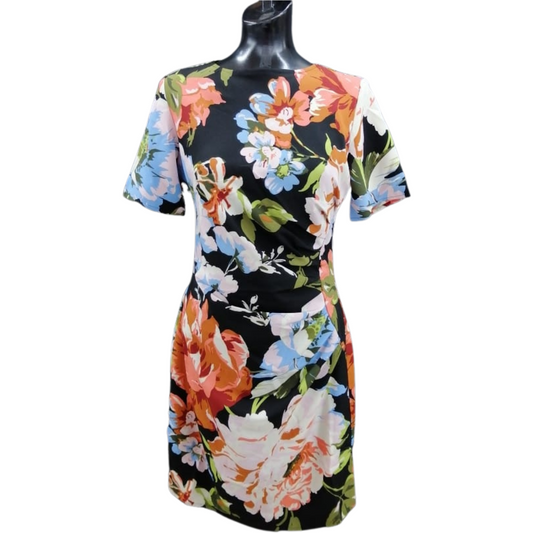 Short Sleeve Printed Dress Black