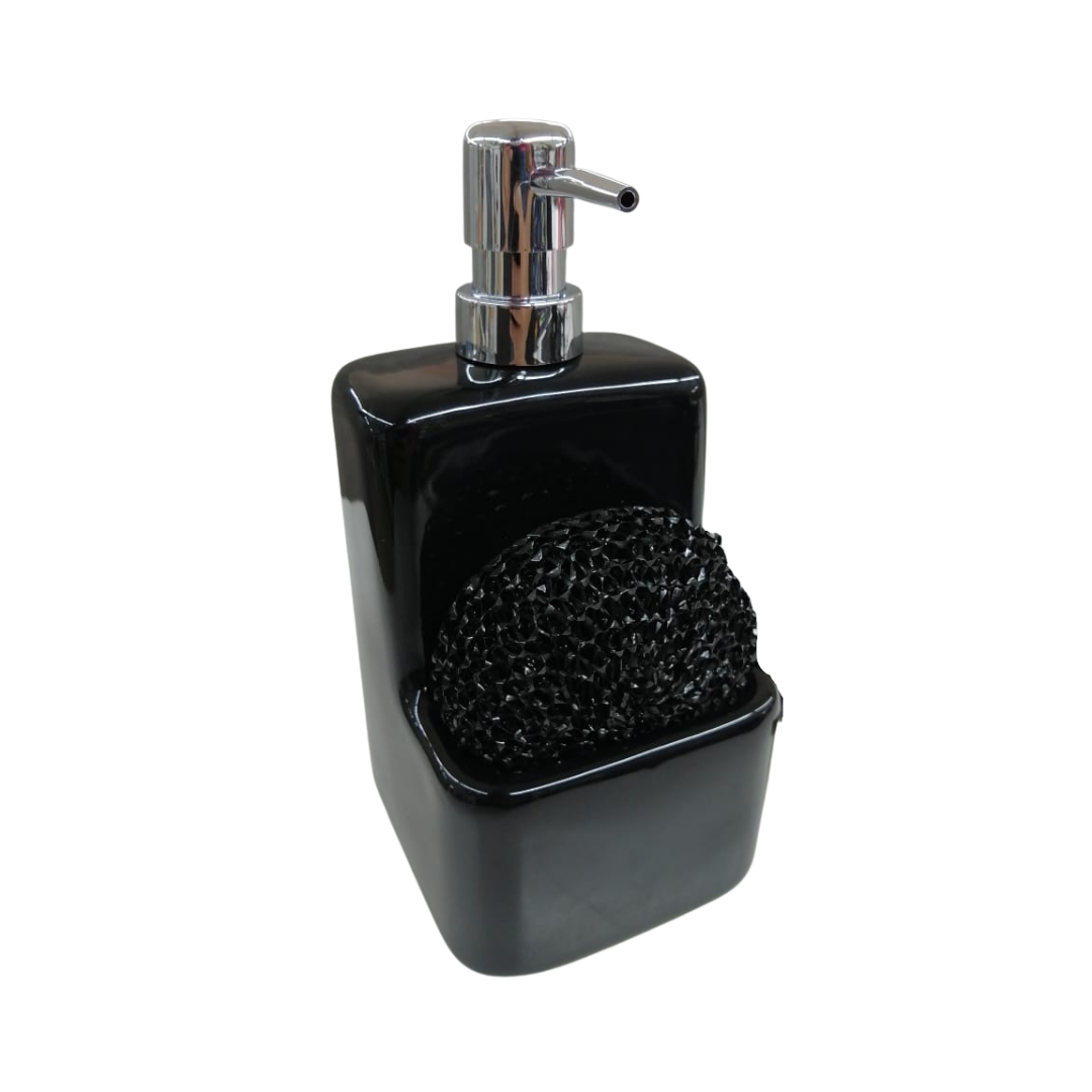 SQUARE CERAMIC SOAP PUMP GLOSSY BLACK