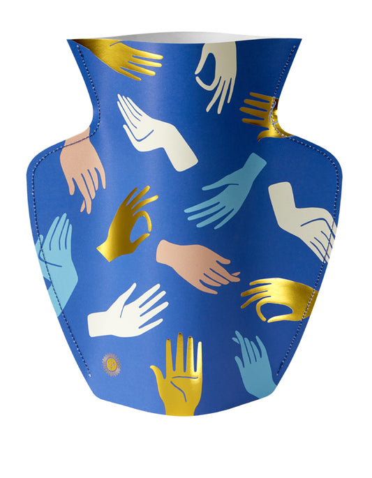 Paper Vase Hamsa Blue