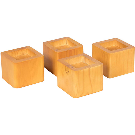 Stackable Honey Wood Bed Lifters Set of 4