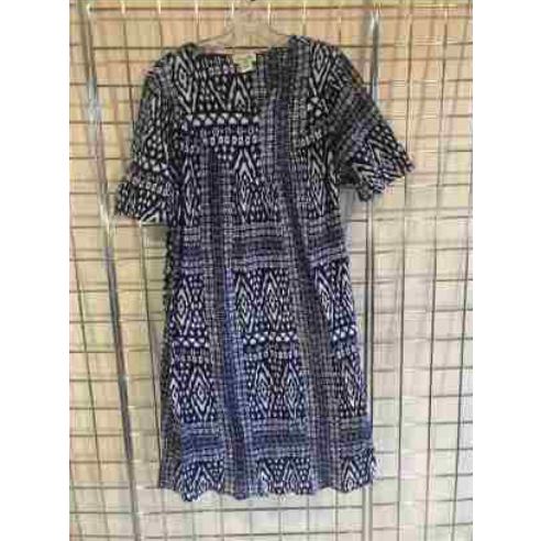 CRINKLE COTTON DRESS BLUE