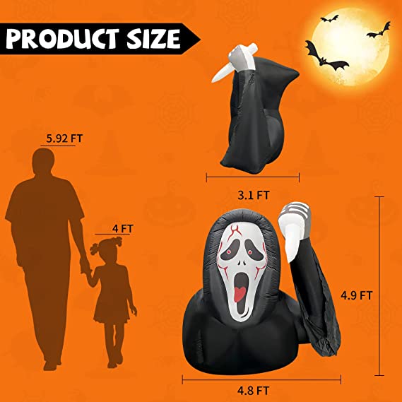 4.9FT Tall Inflatable Black Grim Reaper