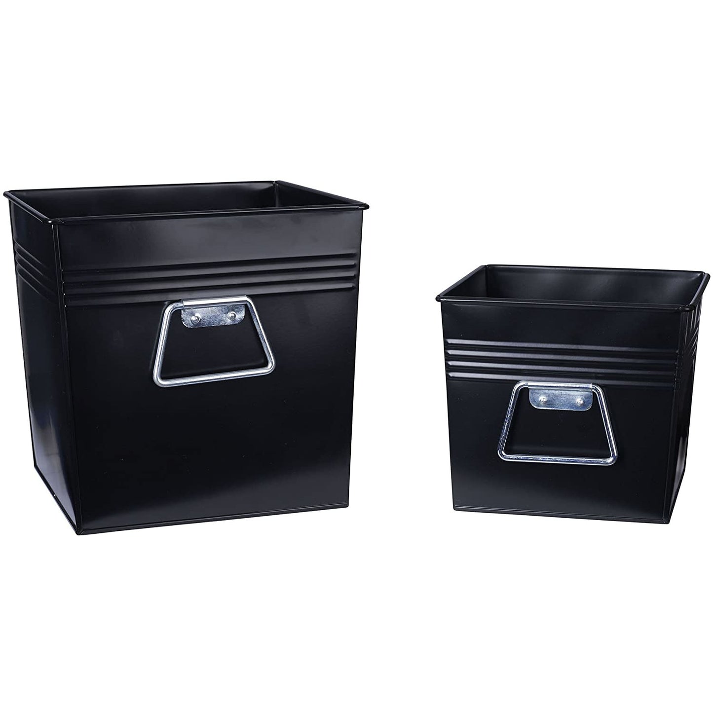 Decorative Metal Bin 2 Piece Set  Black