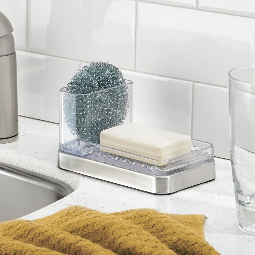 Soap & Scrub Center Clear/Brushed SS