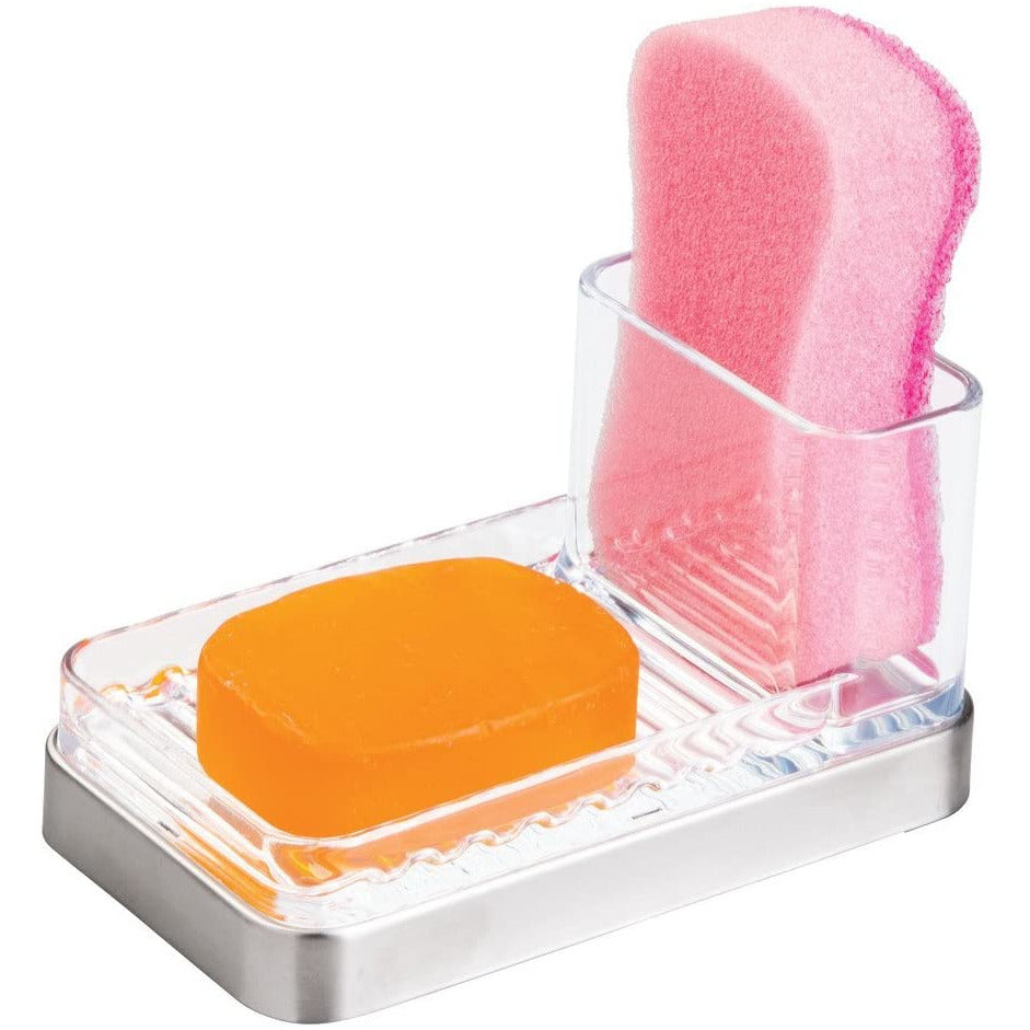 Soap & Scrub Center Clear/Brushed SS