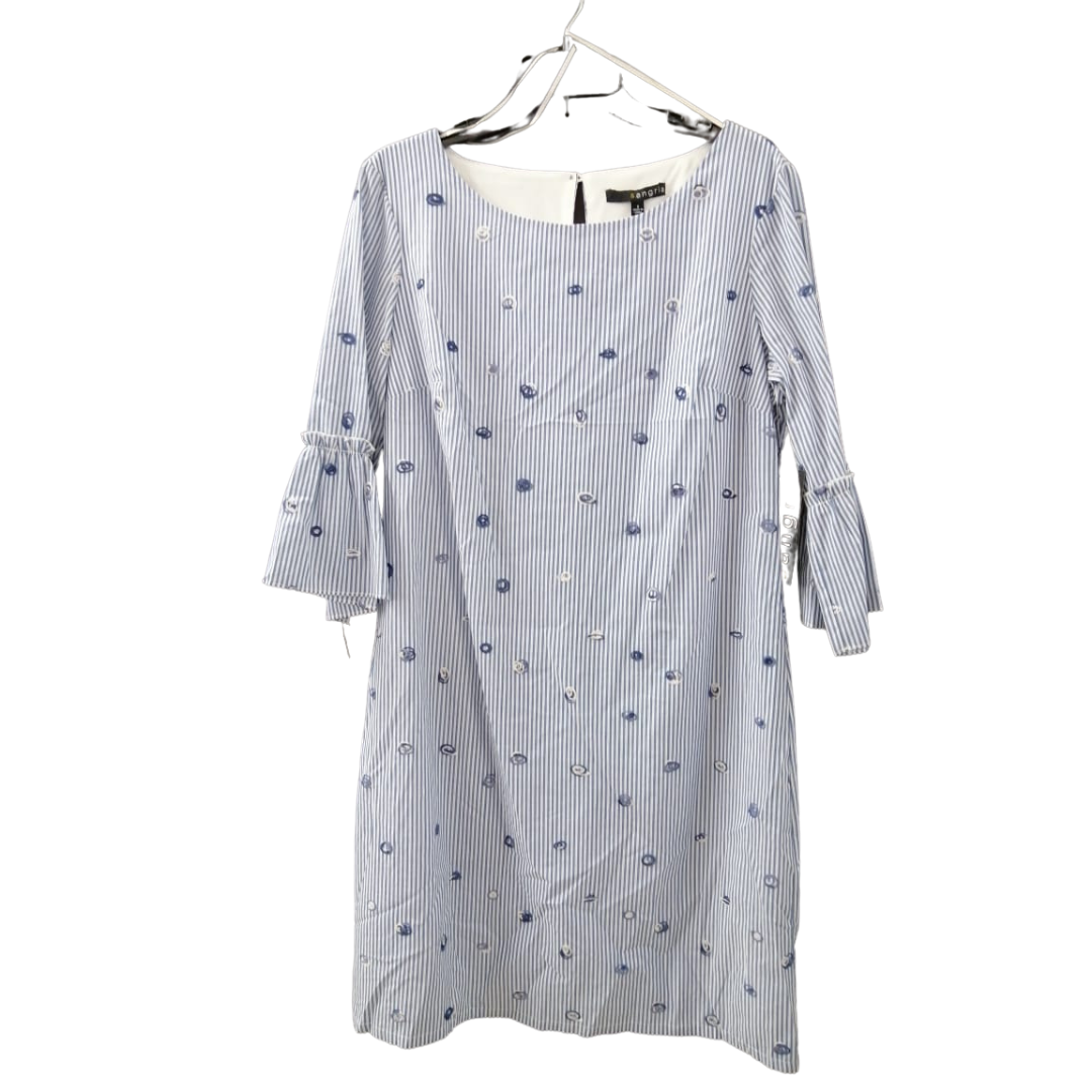 Vestido blanco rayas azules