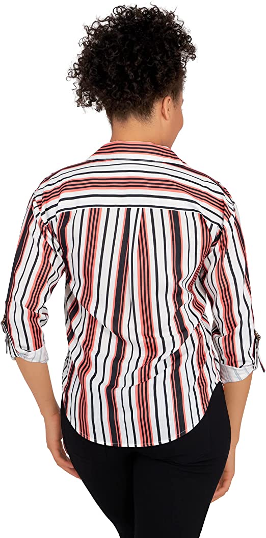 Blouse Coral/White/Black  - Ruby Rd