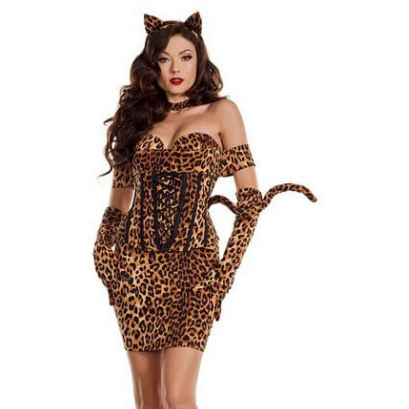 CINCHED UP LEOPARD KITTY COSTUME