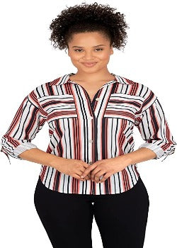 Blouse Coral/White/Black  - Ruby Rd