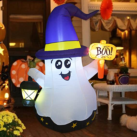 5FT Inflatable Wizard Ghost with Hand-Held Light