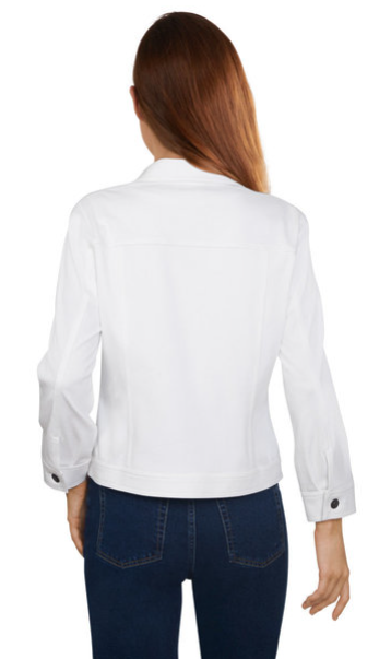 Women's Button-Front Knitted Twill Jacket White