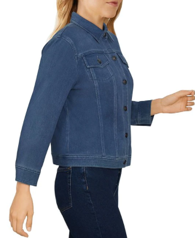Classic Twill Denim Point Collar Long Sleeve Jacket Light Indigo