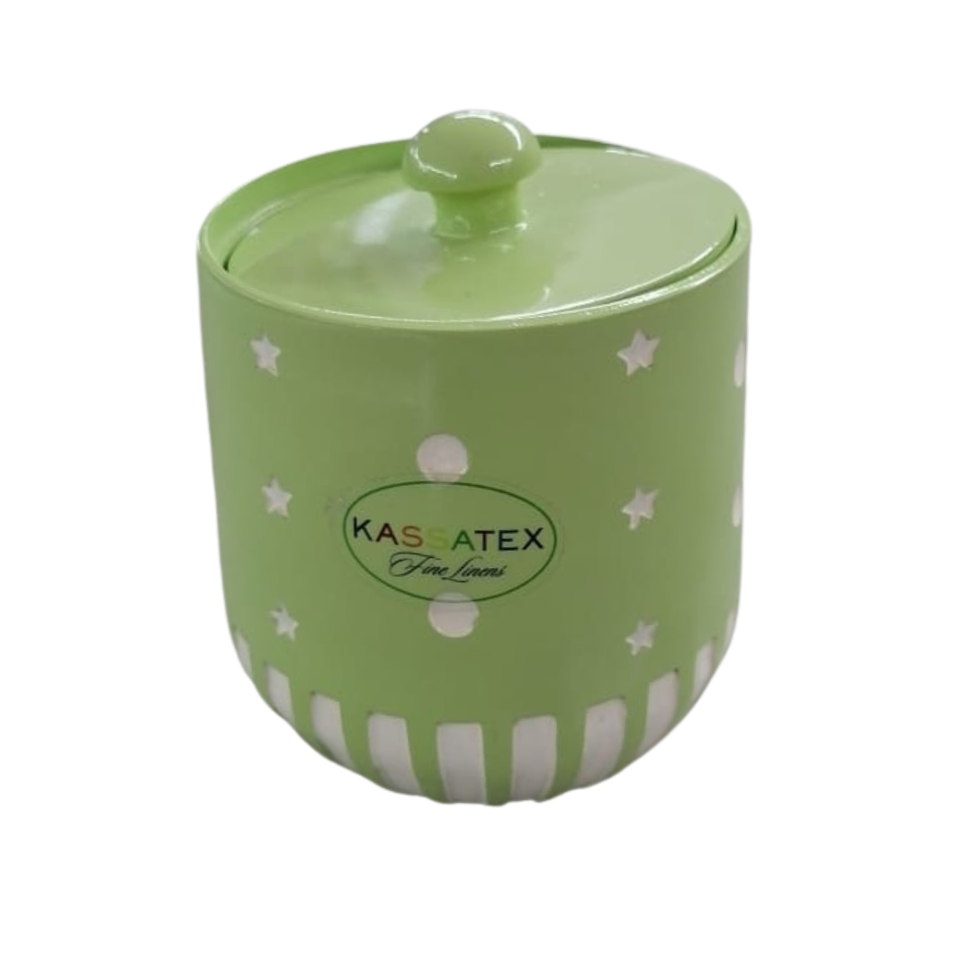 Canister W/ Stars and dots Green/White
