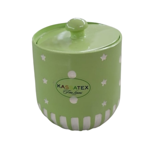 Canister W/ Stars and dots Green/White