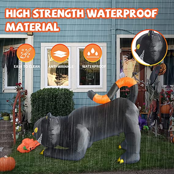 6 FT Inflatable  Black Cat with Fangs