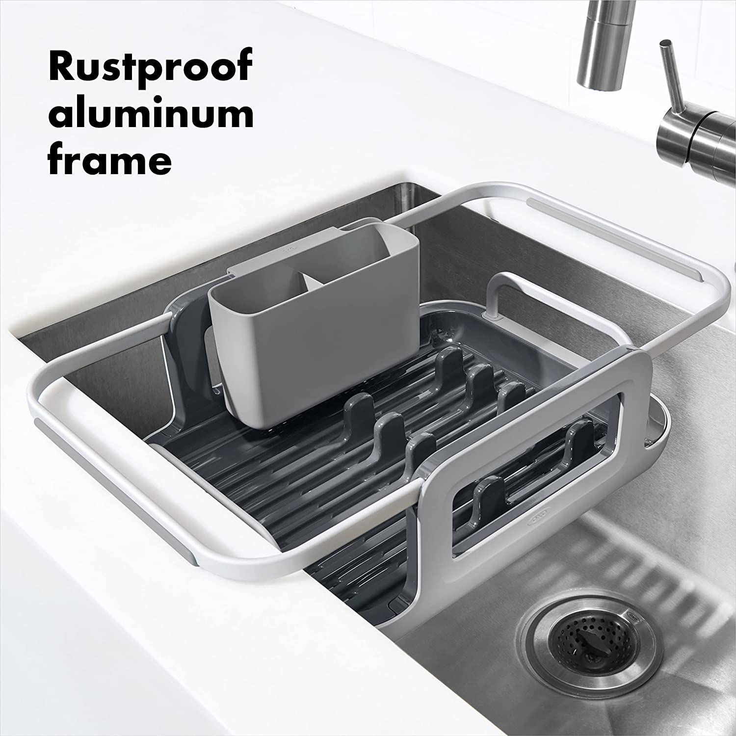 OXO GG OVER THE SINK ALUMINUM DISH RACK