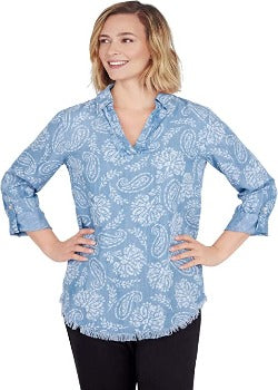 Blouse Chambray Blue Multi - Ruby Rd