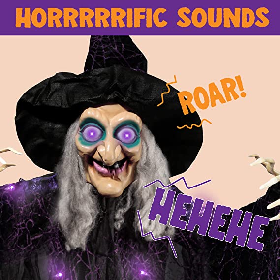 72" Animated Hanging Witch With Digital Eyes