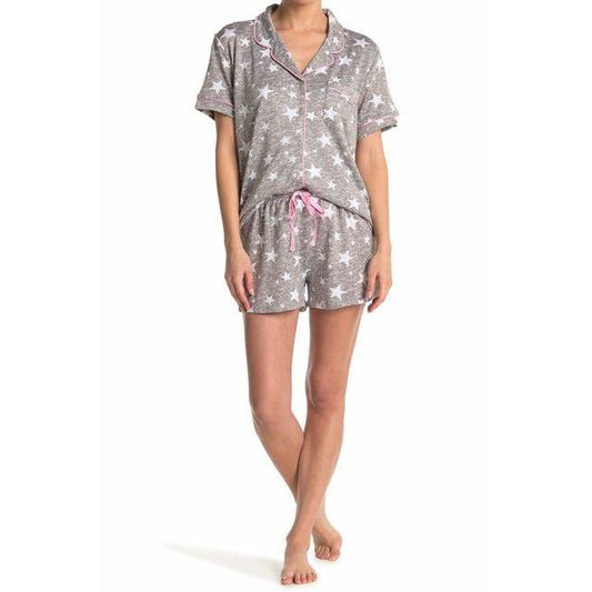 Cozy Lux Notch Pajama Set Heather grey