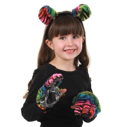 Neon Rainbow Tiger Ears Headband