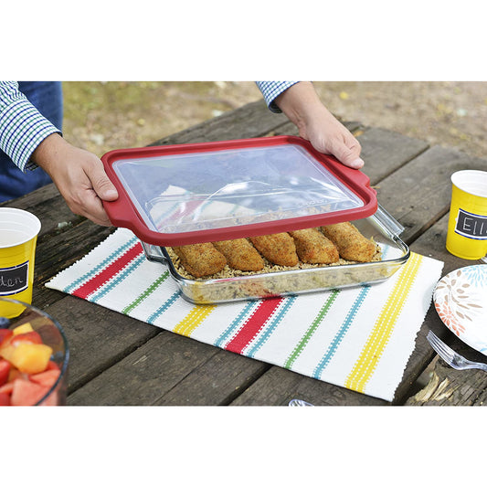 3QT BAKING DISH W / RED TRUEFIT LID