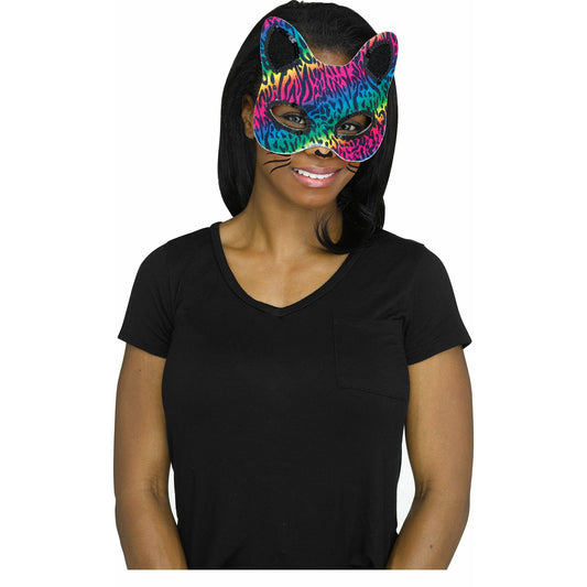 Rainbow wild cat mask w/ tattoo